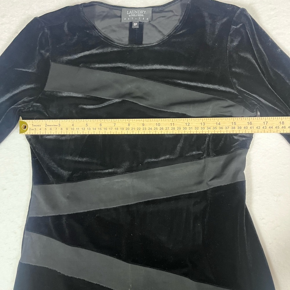 Laundry by Shelli Segal Black Velvet Evening Dress Petite 8P - Picture 4 of 8